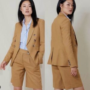 NWOT Veronica Beard Blazer Lonny Dickey Jacket Linen Camel Brown Sz8